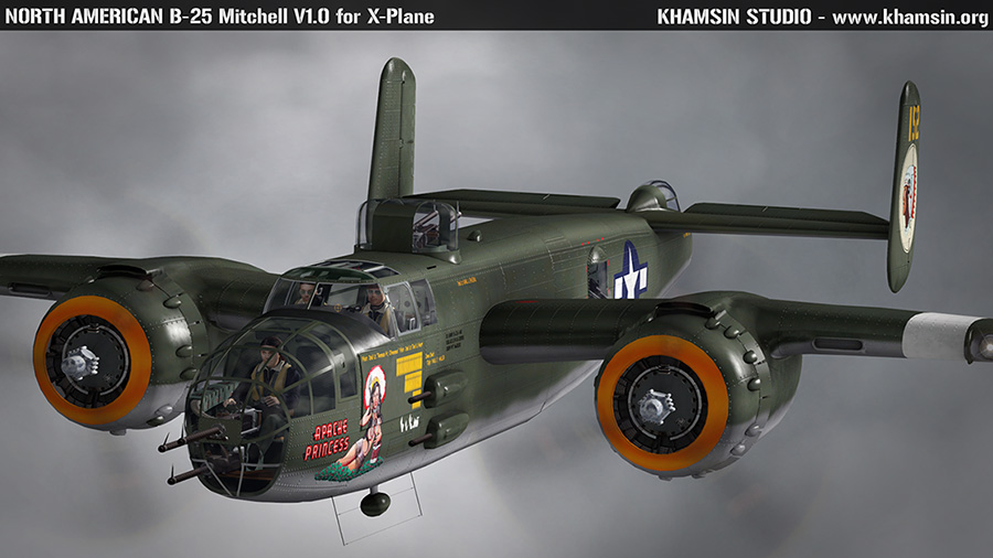 NORTH AMERICAN B-25J Mitchell "Apache Princess" 44-28059 for XPlane - www.khamsin.org