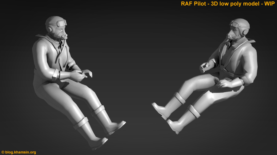 RAF pilot - D low poly model for X-Plane - WIP