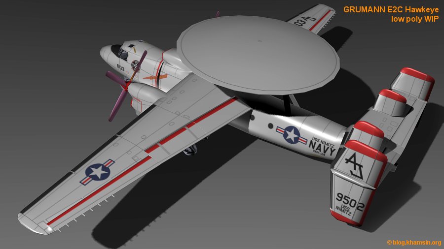 Grumman E2C Hawkeye - Low poly WIP - X-Plane
