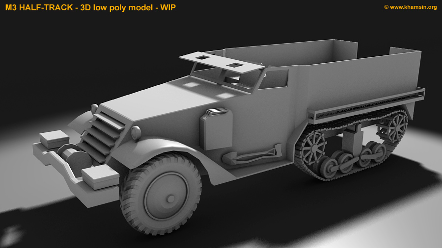 M3 half-track - 3D low poly model - WIP