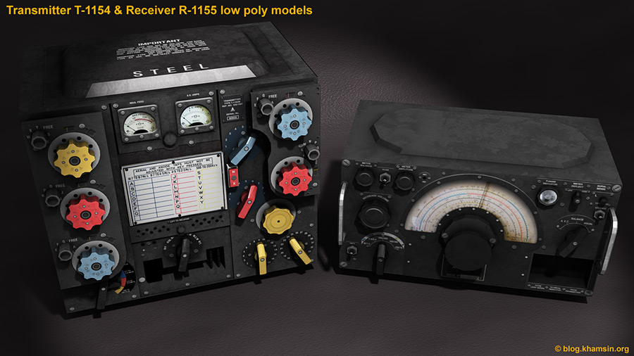 Transmitter T1154 & Receiver R1155 low poly models