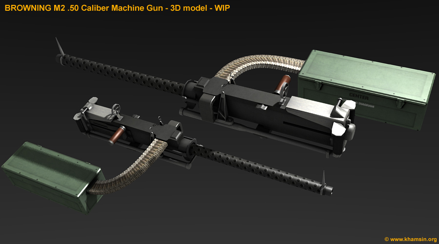 BROWNING M2 .50 Caliber Machine Gun - Low poly 3D model