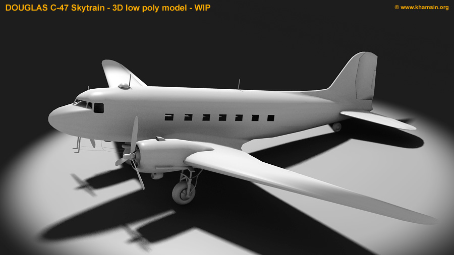 Douglad Dakota C-47 Skytrain - 3D low poly model - WIP