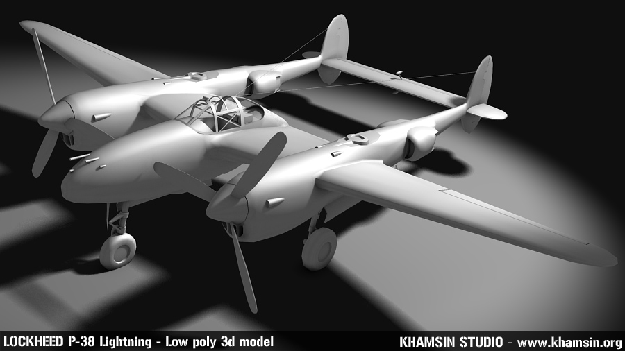 Lockheed P-38 Lightning - low poly 3D model - XPLANE