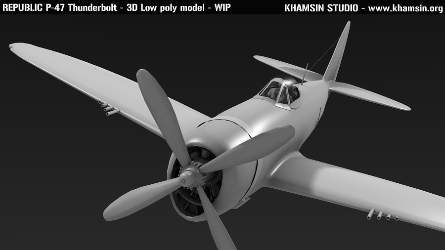 Republic P-47 Thunderbolt - 3D low poly model - WIP 01