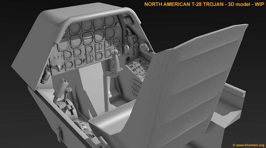 North American T28 Trojan - Cockpit 3D model