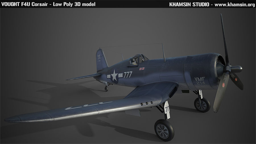 Vought F4U1D Corsair low poly 3D model