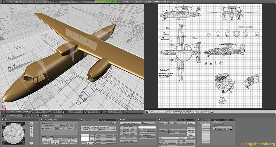 Plans 3 vues blueprints blender X-Plane