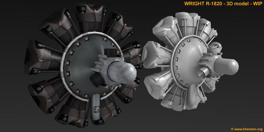 WRIGHT R-1820 Low poly model - WIP