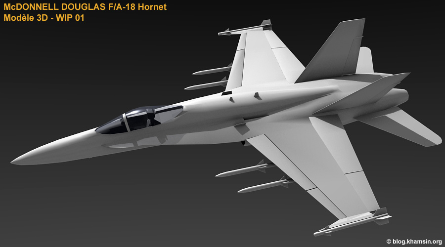 McDonnell Douglas F/A-18 Hornet - 3D model WIP 01