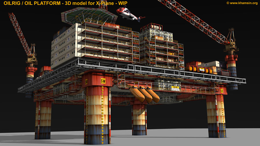 Oilrig / Oil platform - 3D model for X-Plane - WIP
